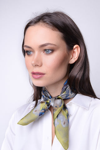 Silk Carre´Abstract Floral Golden Lime - only 1 left!