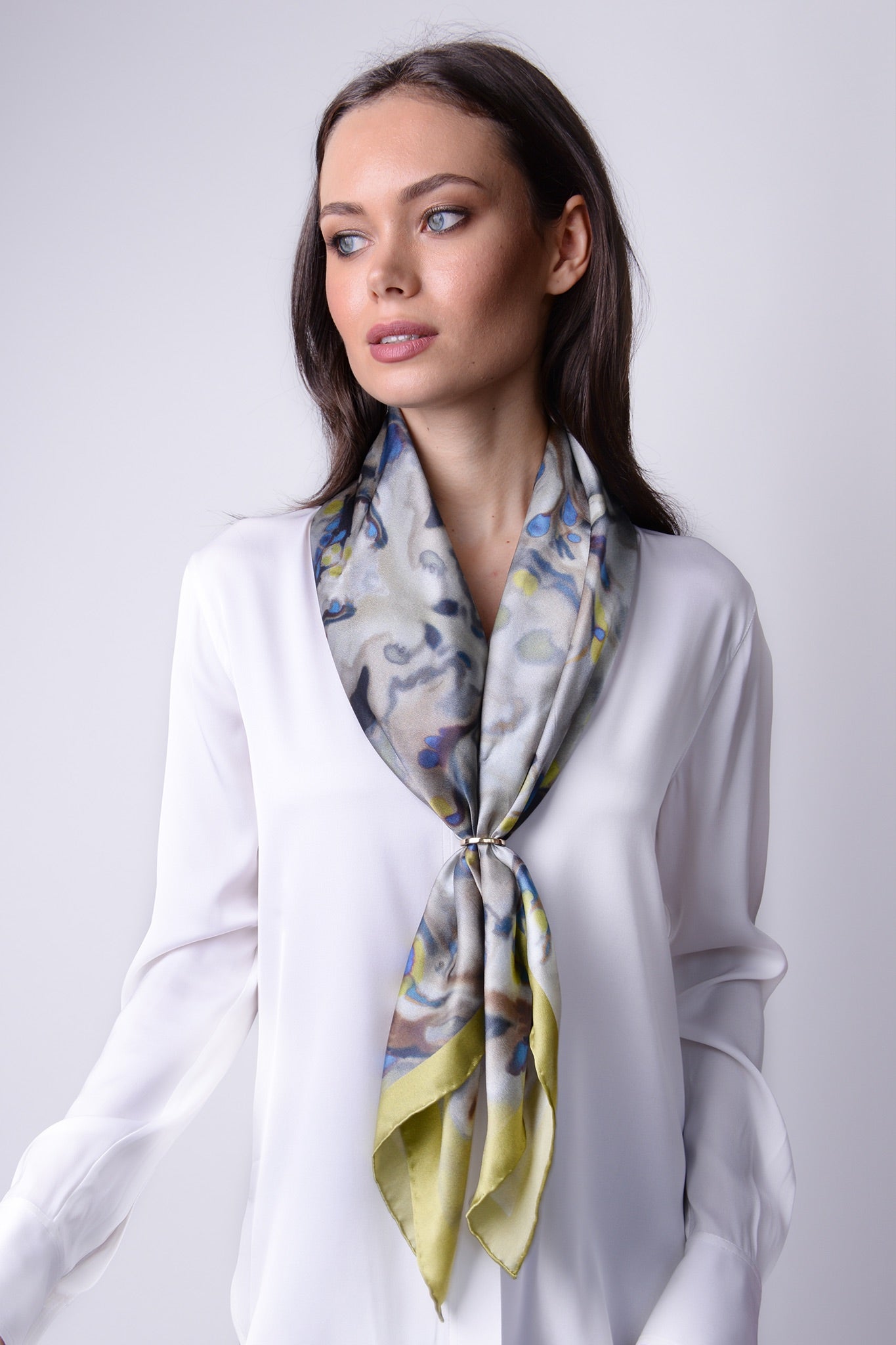 Silk Carre´Abstract Floral Golden Lime - only 1 left!
