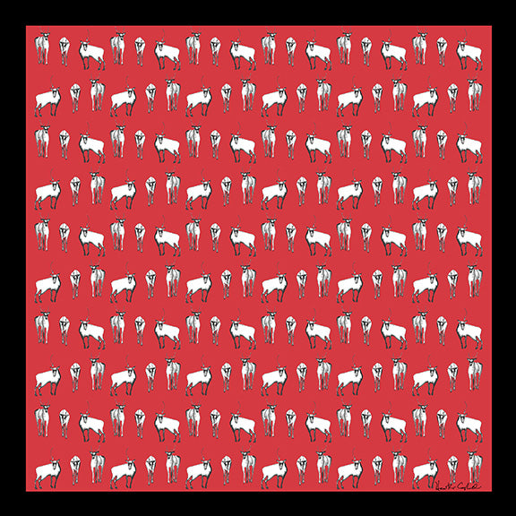 Silk Neckerchief Caribou Herd Red - 10% to WWF