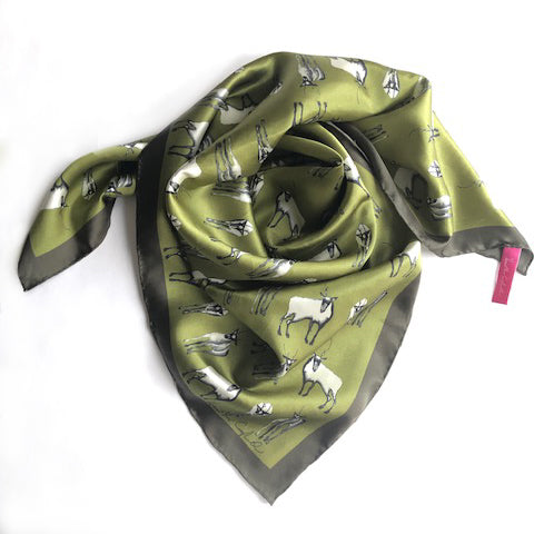 Silk Pocket Square Abstract Floral Golden Lime