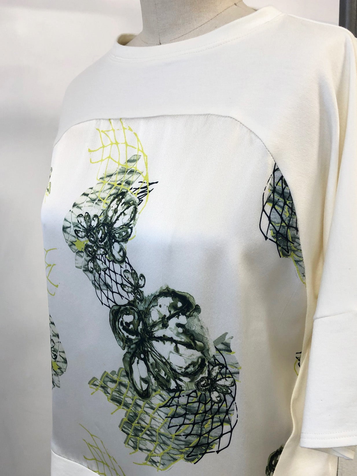 Short Sleeve Silk Sweatshirt Off White Oyster Nets