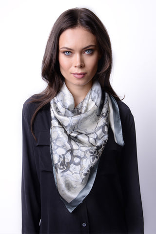 Silk Carre´Abstract Floral Warm Taupe